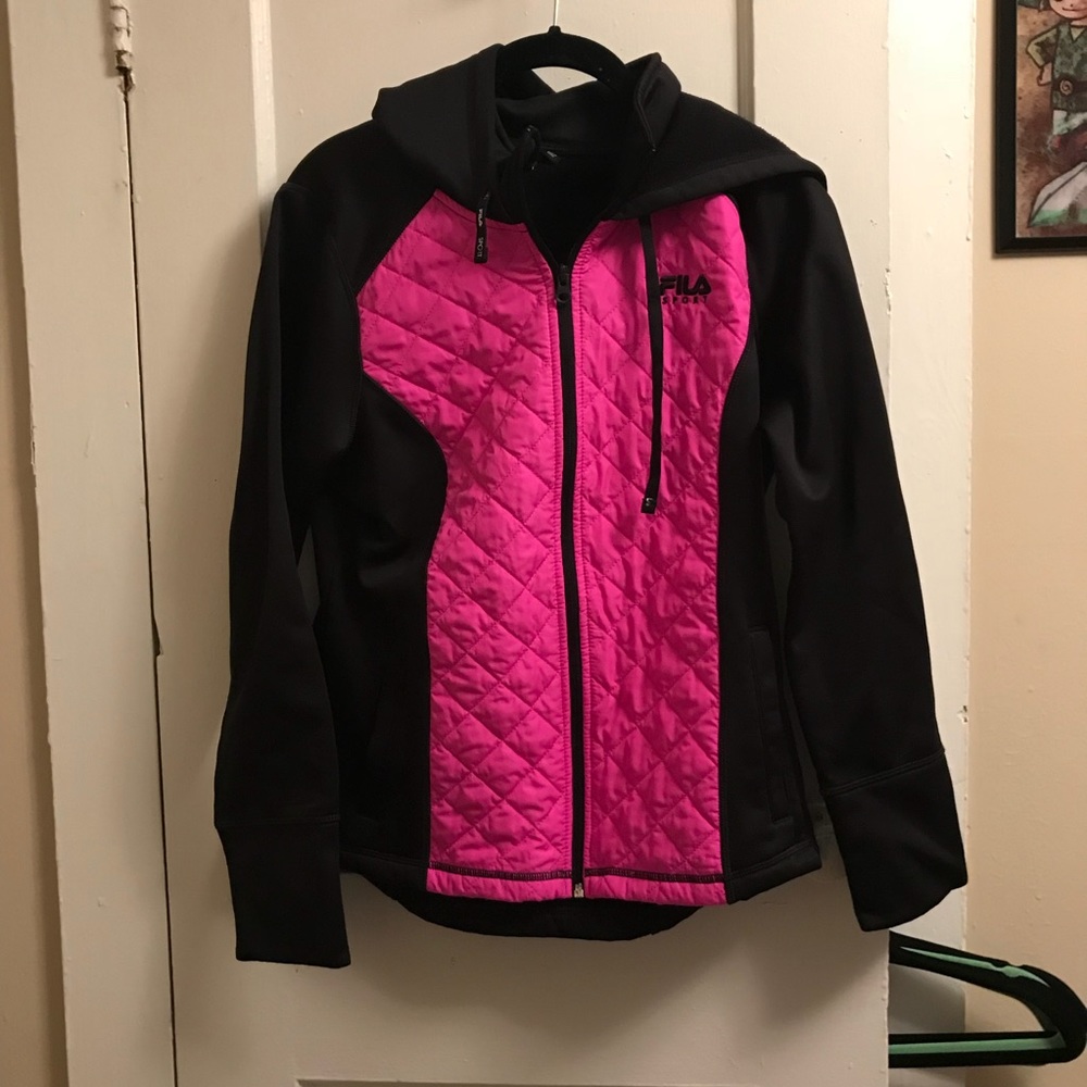 Fila Sports Pink/Black Quilted Jacket